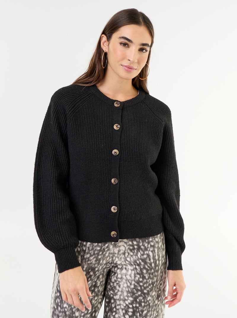 Chunky Knit Cardigan Black - Kiabi