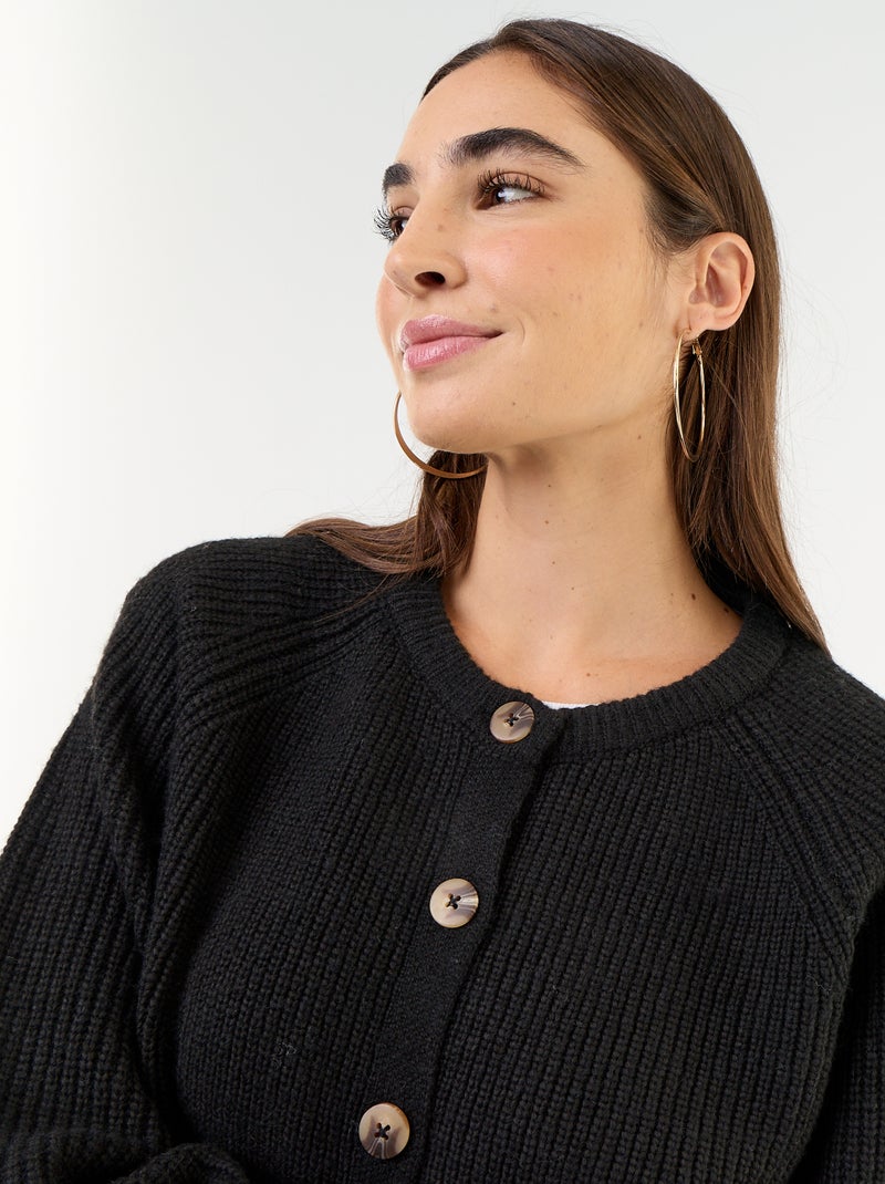Chunky Knit Cardigan Black - Kiabi
