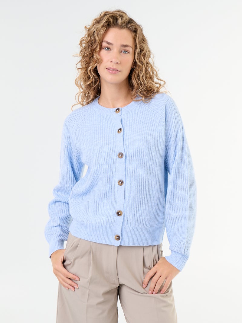 Chunky Knit Cardigan Blue - Kiabi