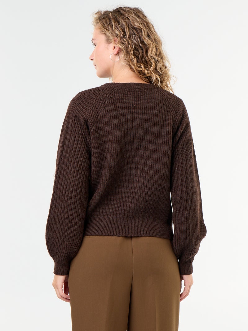 Chunky Knit Cardigan Brown - Kiabi