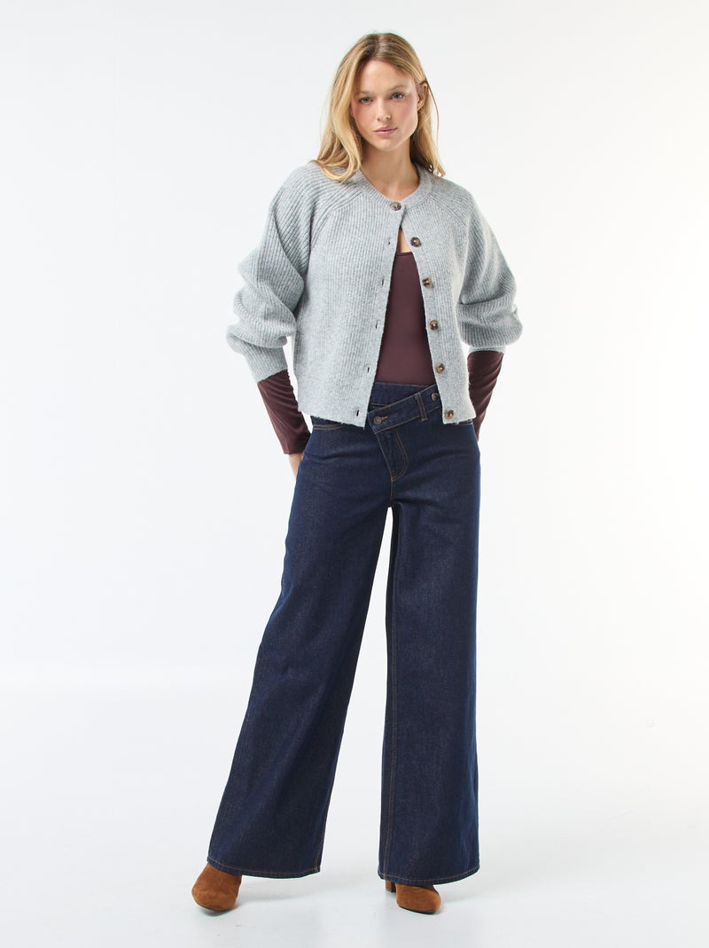 Chunky Knit Cardigan Grey - Kiabi