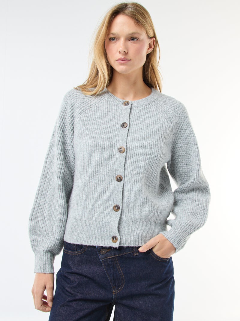 Chunky Knit Cardigan Grey - Kiabi