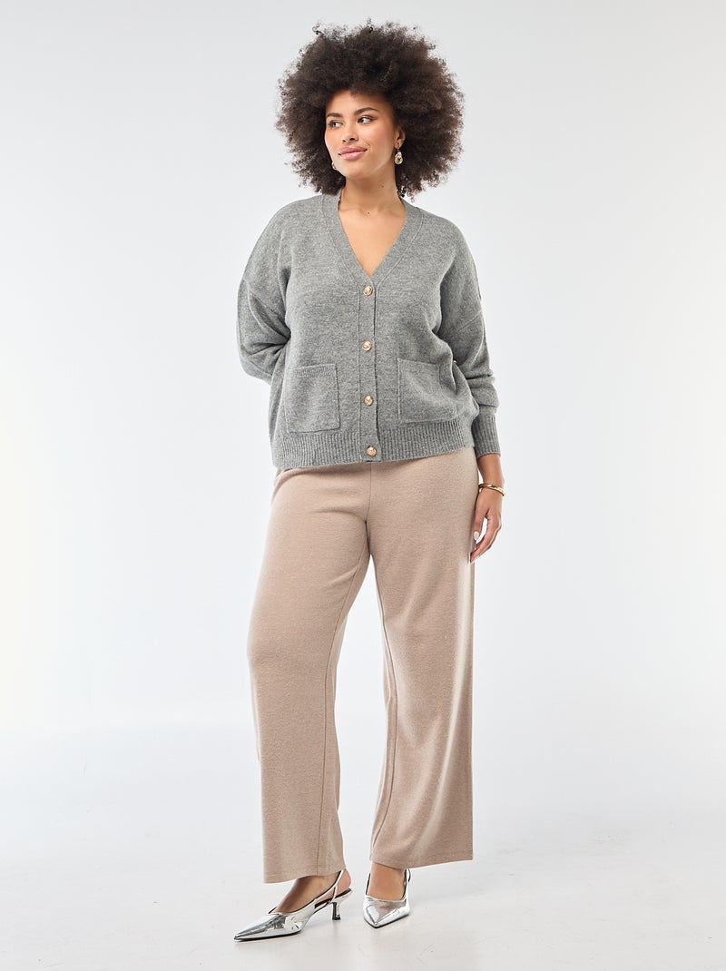 Chunky Knit Cardigan Grey - Kiabi