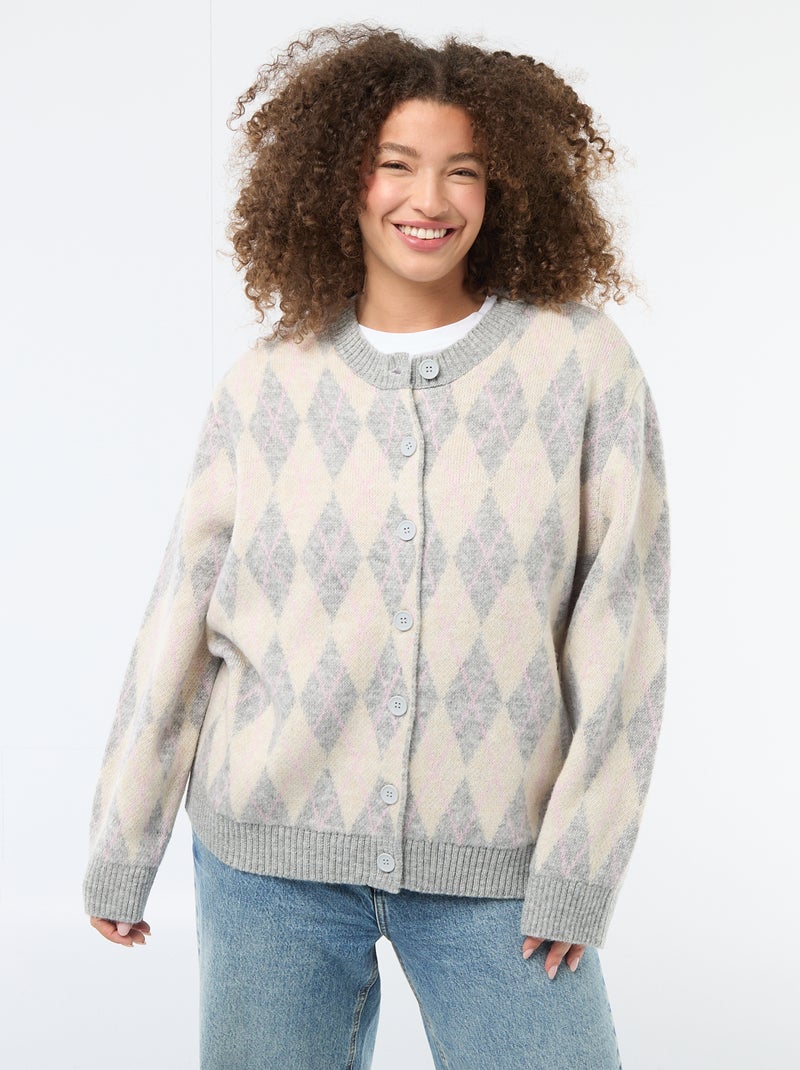 Chunky Knit Cardigan White - Kiabi