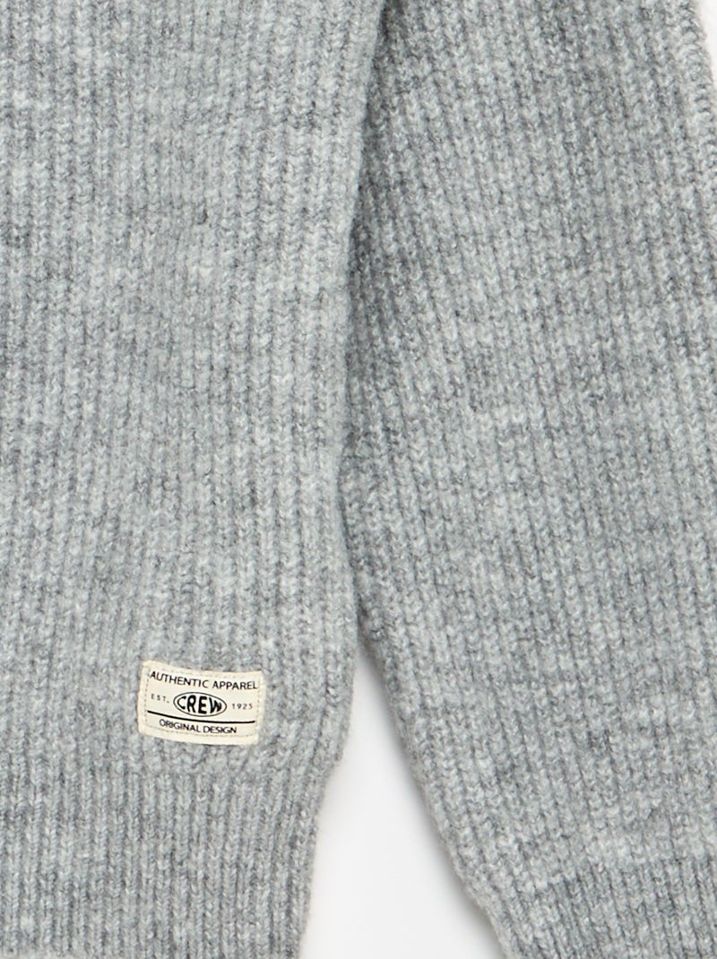 Chunky Knit Funnel Neck Sweater Grey - Kiabi