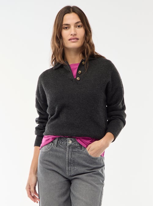 Chunky Knit Polo Collar Sweater - Kiabi