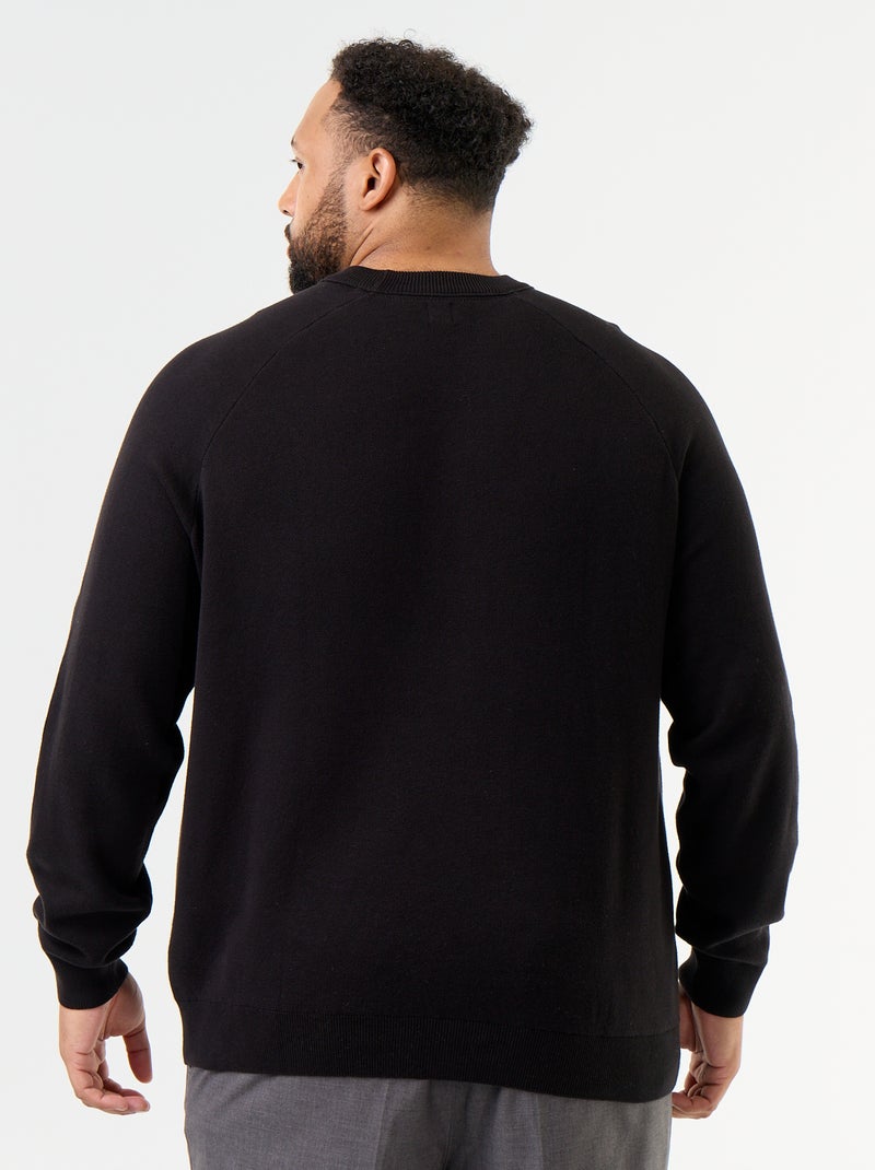 Chunky Knit Round Neck Sweater Black - Kiabi