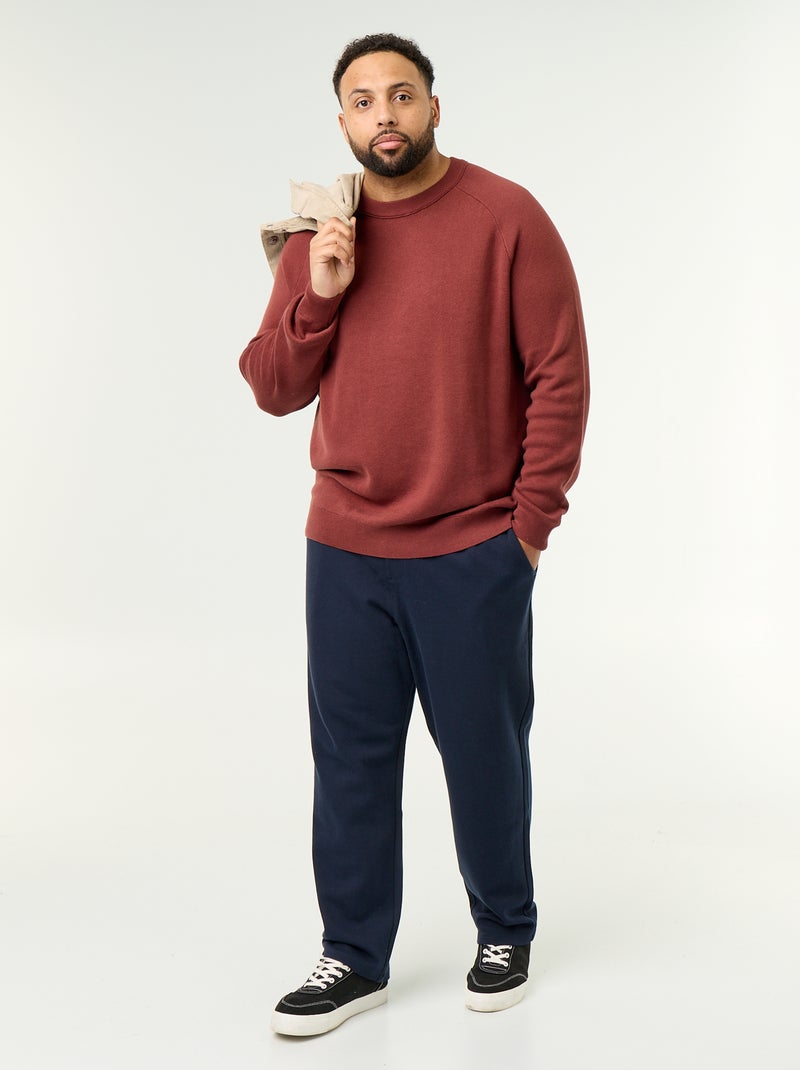 Chunky Knit Round Neck Sweater Brown - Kiabi