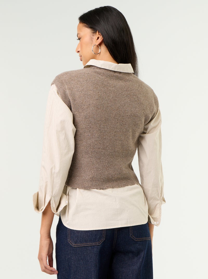 Chunky knit sleeveless sweater Brown - Kiabi