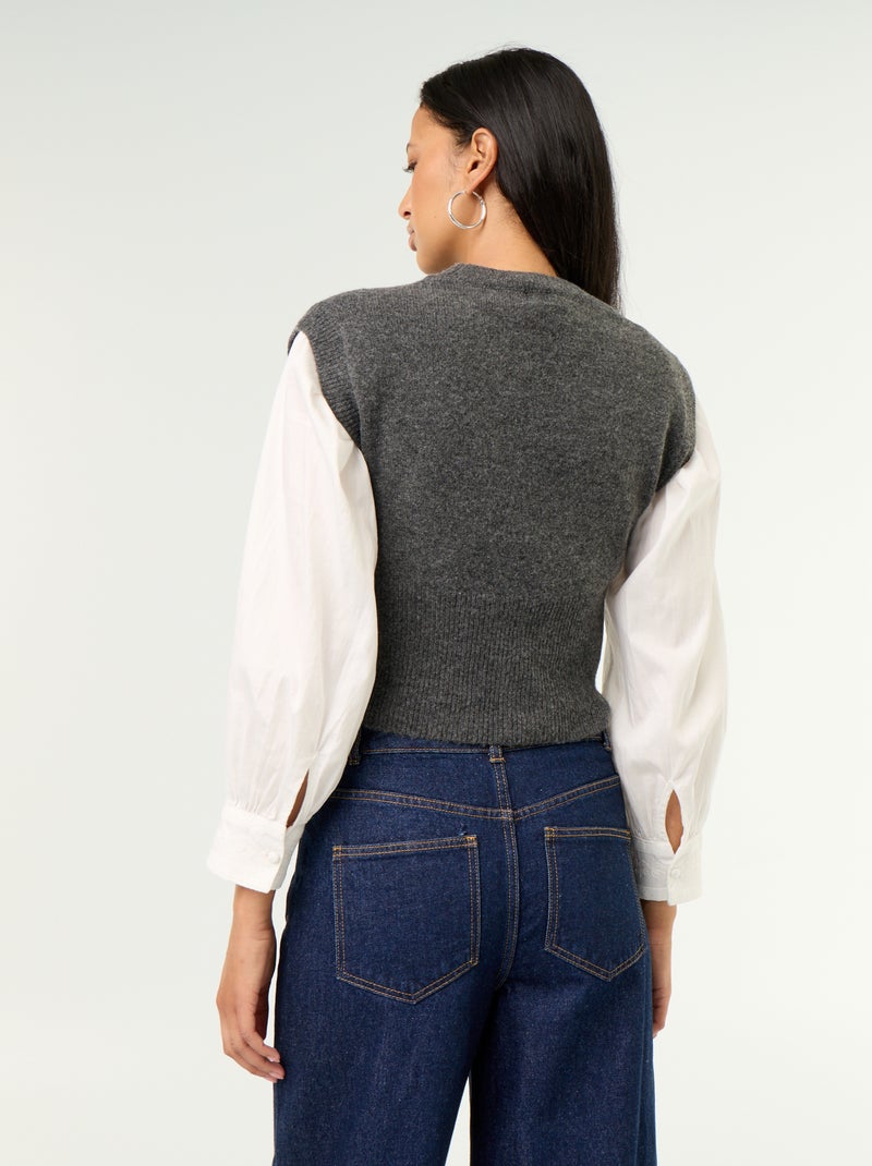 Chunky knit sleeveless sweater Grey - Kiabi