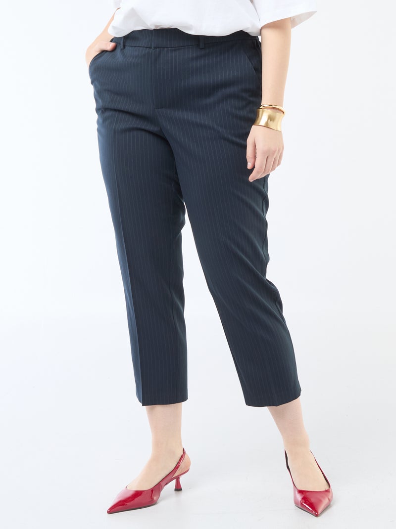 Cigarette trousers with zip and hook fastening Blue - Kiabi