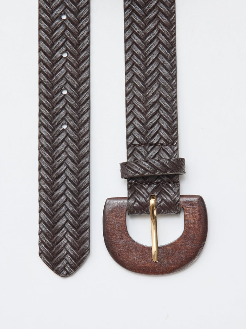 Cintura intrecciata con fibbia in legno Marrone - Kiabi