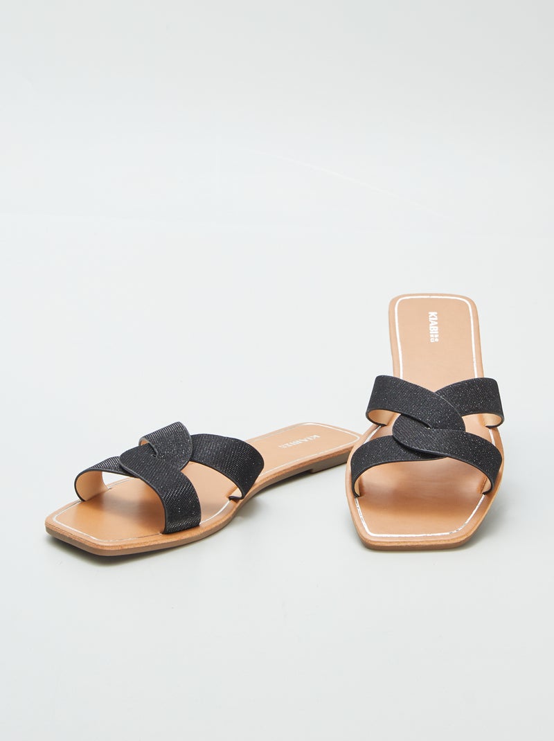 Claquettes pailletées Noir - Kiabi