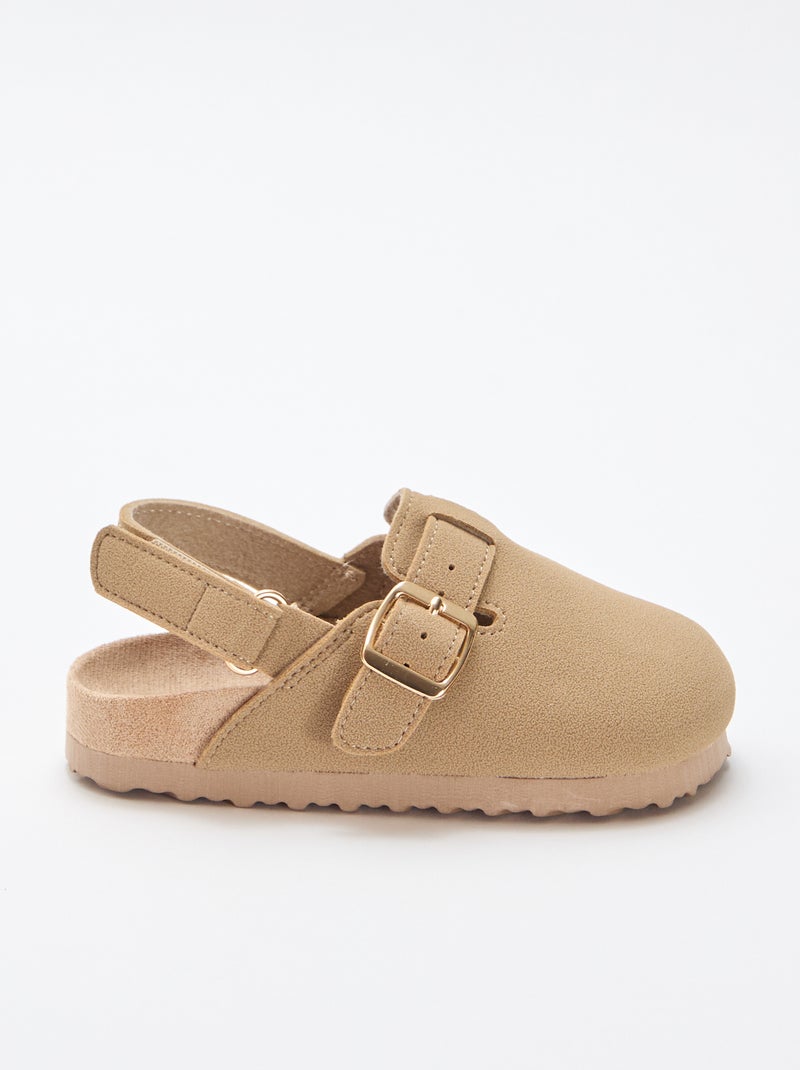 Clogs aus Wildlederimitat mit Klettverschluss Beige - Kiabi