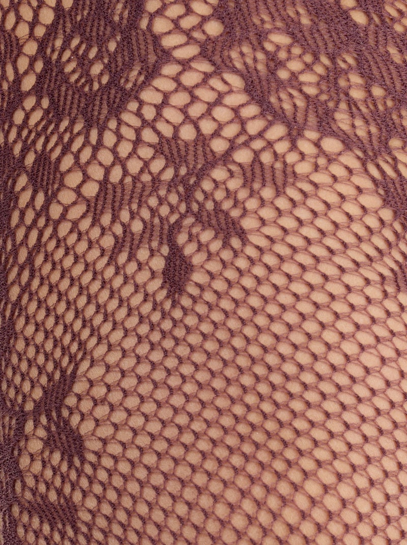 Collants à fleurs effet dentelle Marron - Kiabi