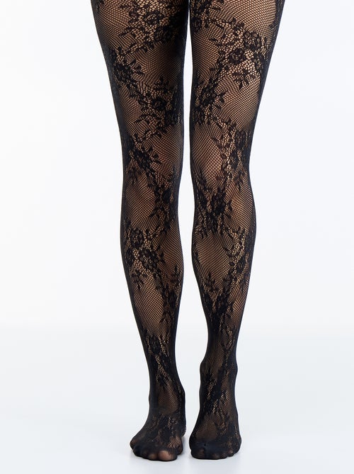Collants à fleurs effet dentelle - Kiabi