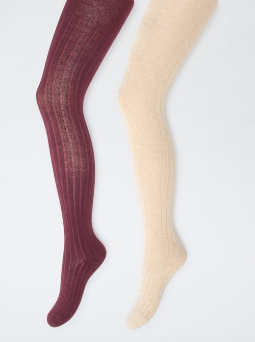 Collants chauds en maille côtelée - Lot de 2 - Kiabi