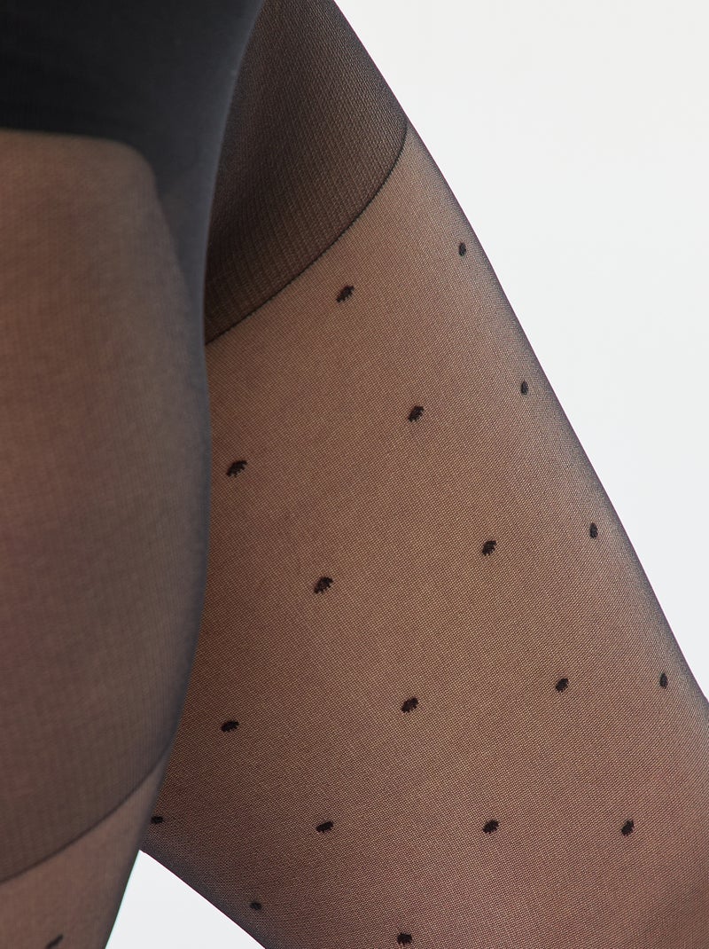 Collants léger à pois Noir - Kiabi
