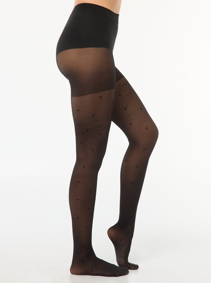 Collants plumetis à cœur Noir - Kiabi