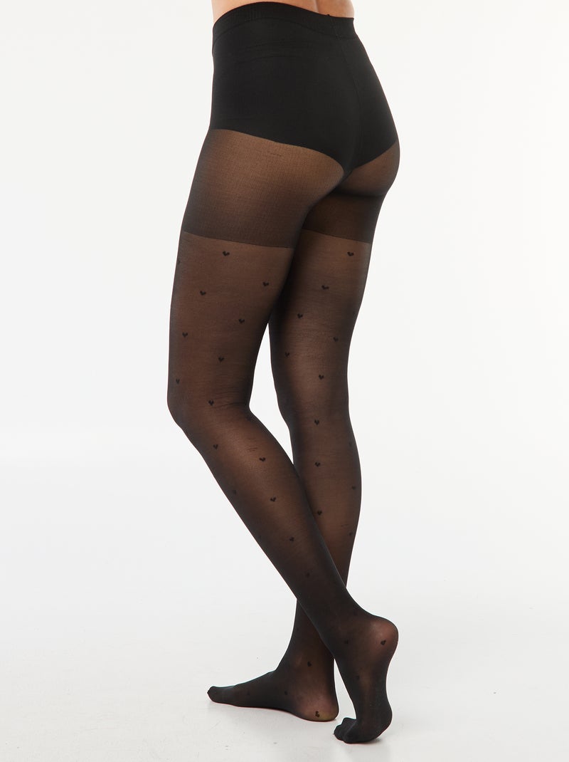 Collants plumetis à cœur Noir - Kiabi