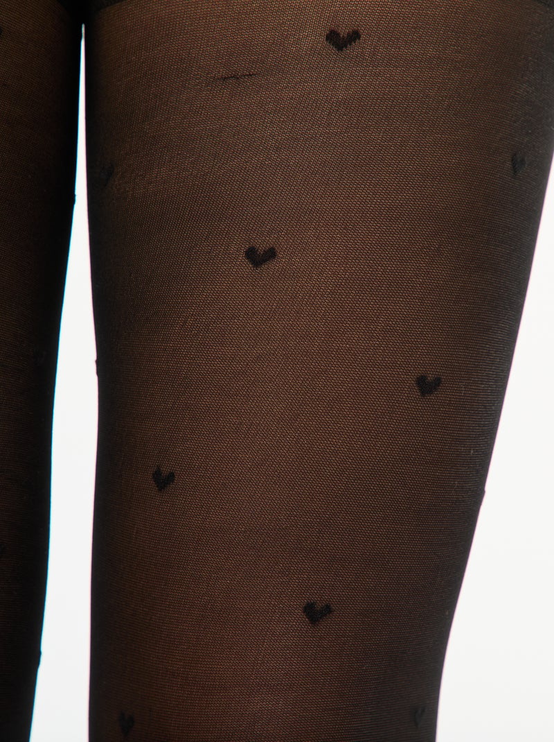 Collants plumetis à cœur Noir - Kiabi