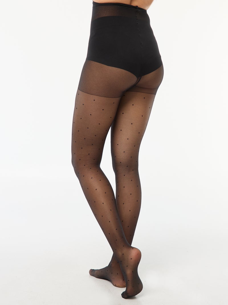 Collants plumetis à pois - 30D Noir - Kiabi