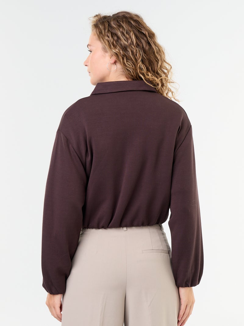 Collared Zip-Up Sweatshirt Brown - Kiabi