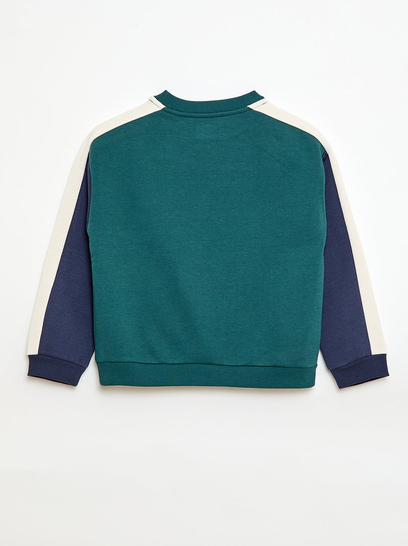 Color Block Crew Neck Sweatshirt Green - Kiabi