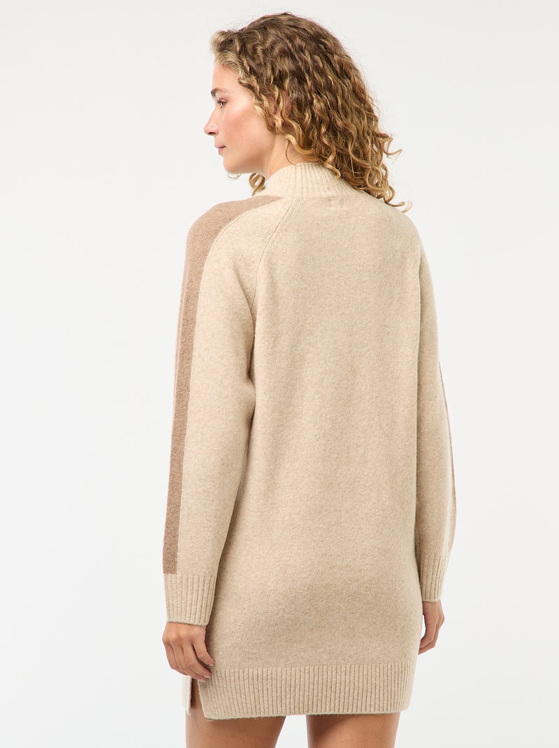 Color Block Sweater Dress Beige - Kiabi