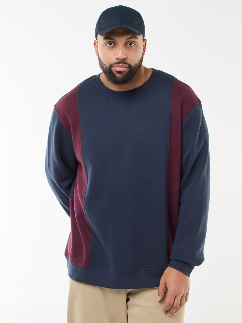 Colorblock-Sweatshirt aus Molton Blau - Kiabi