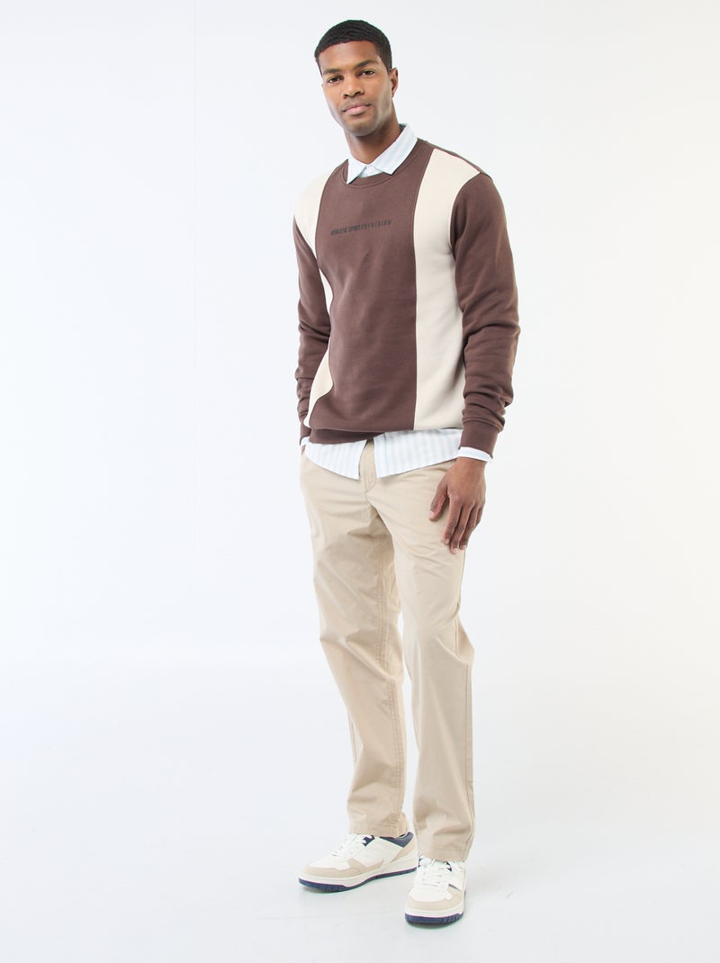 Colorblock Sweatshirt with Sportswear Style Brown - Kiabi