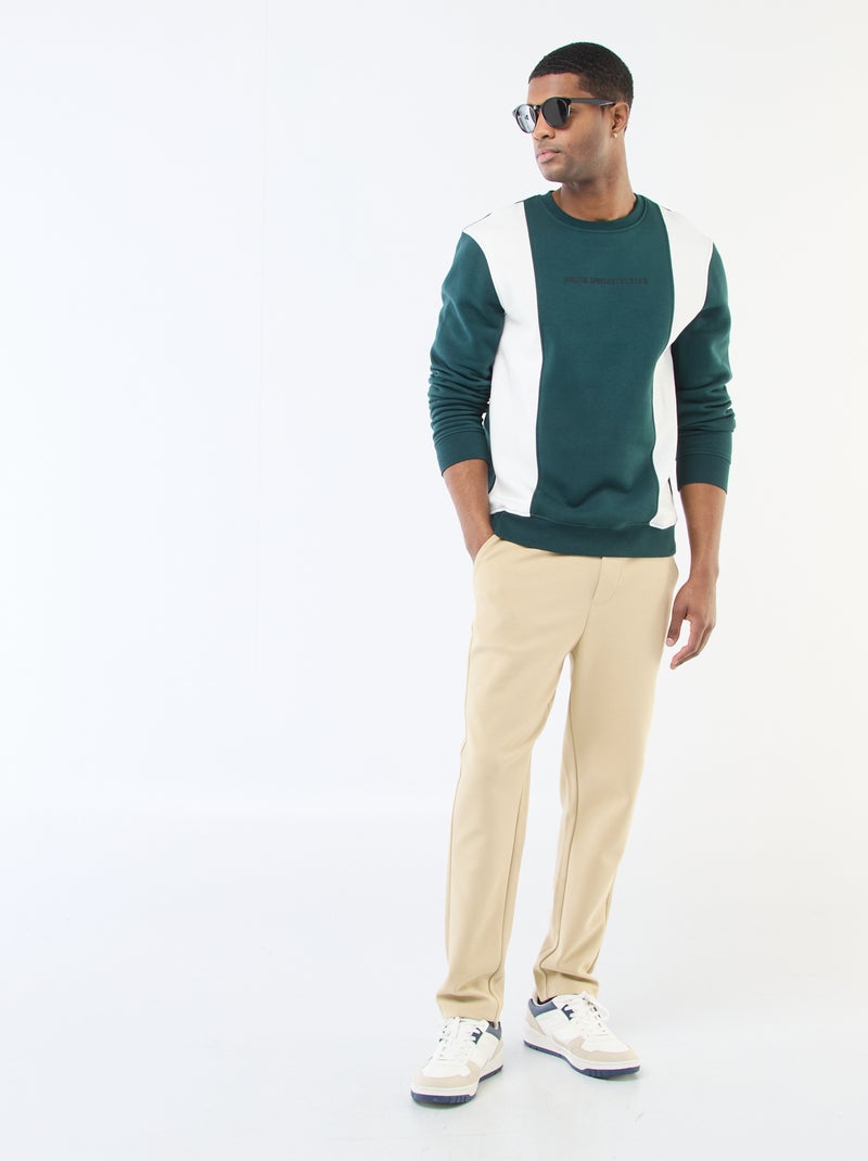 Colorblock Sweatshirt with Sportswear Style Green - Kiabi
