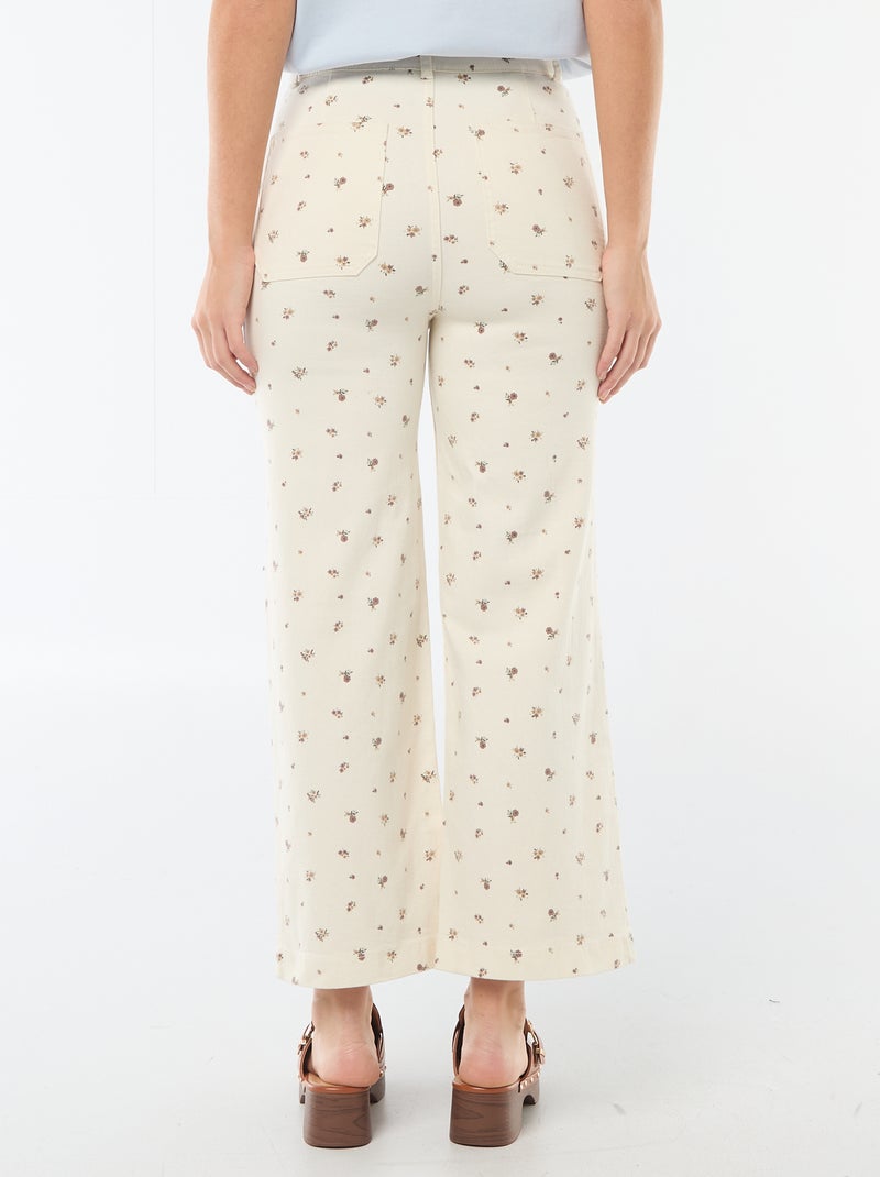 Colored wide-leg trousers White - Kiabi