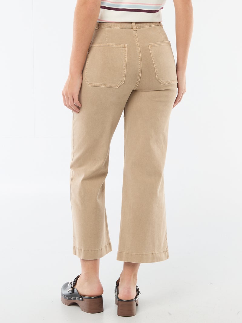 Colorful Wide Leg Pants Beige - Kiabi