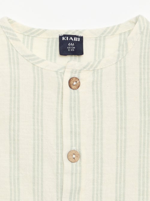 Combinaison courte en coton et lin mélangés - Kiabi