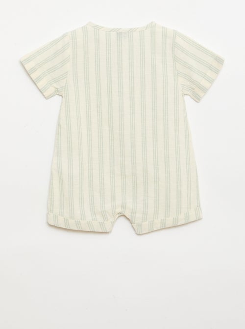 Combinaison courte en coton et lin mélangés - Kiabi