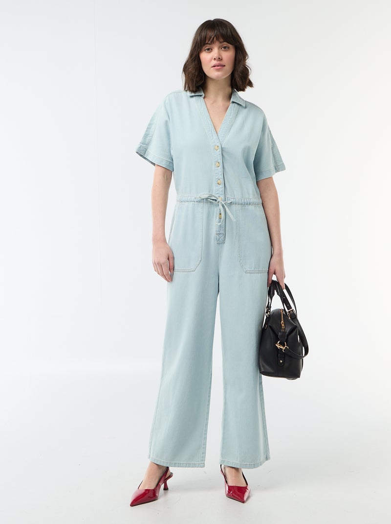 Combinaison en jean à manches courtes Bleu - Kiabi