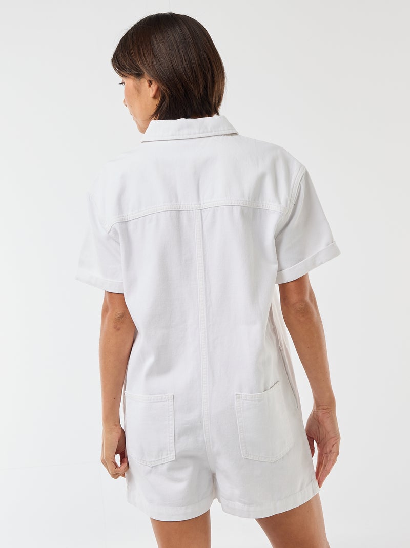 Combinaison en jean courte Blanc - Kiabi