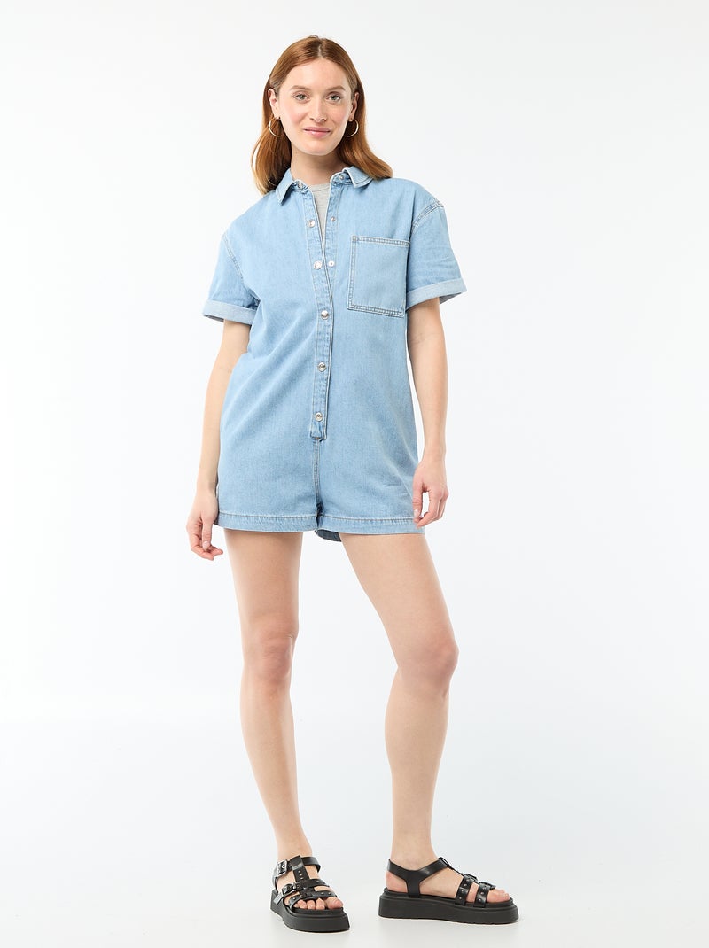 Combinaison en jean courte Bleu - Kiabi