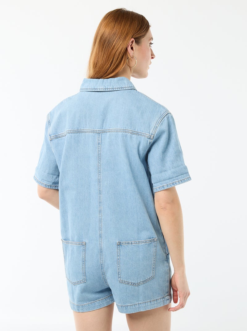 Combinaison en jean courte Bleu - Kiabi