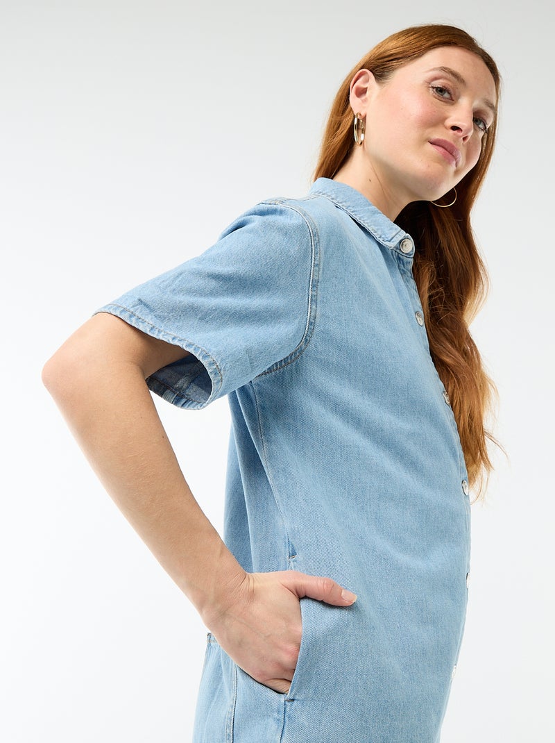 Combinaison en jean courte Bleu - Kiabi