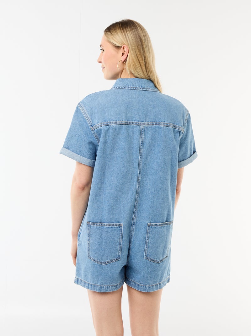 Combinaison en jean courte Bleu - Kiabi