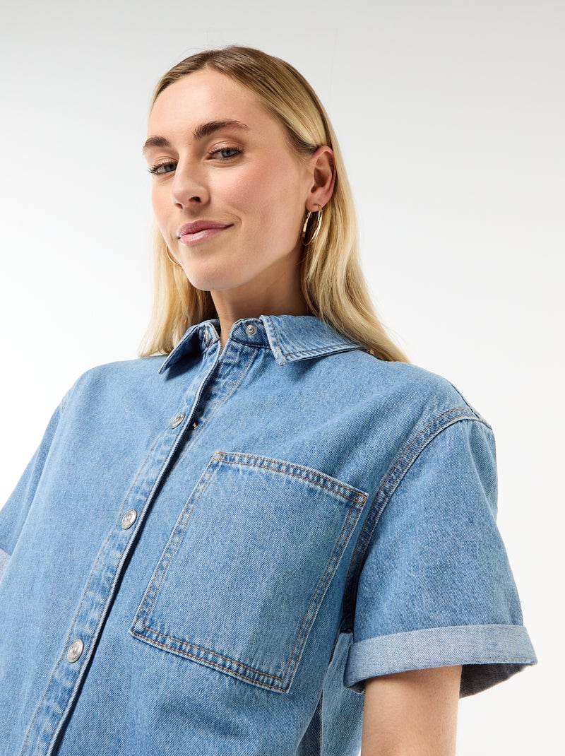 Combinaison en jean courte Bleu - Kiabi