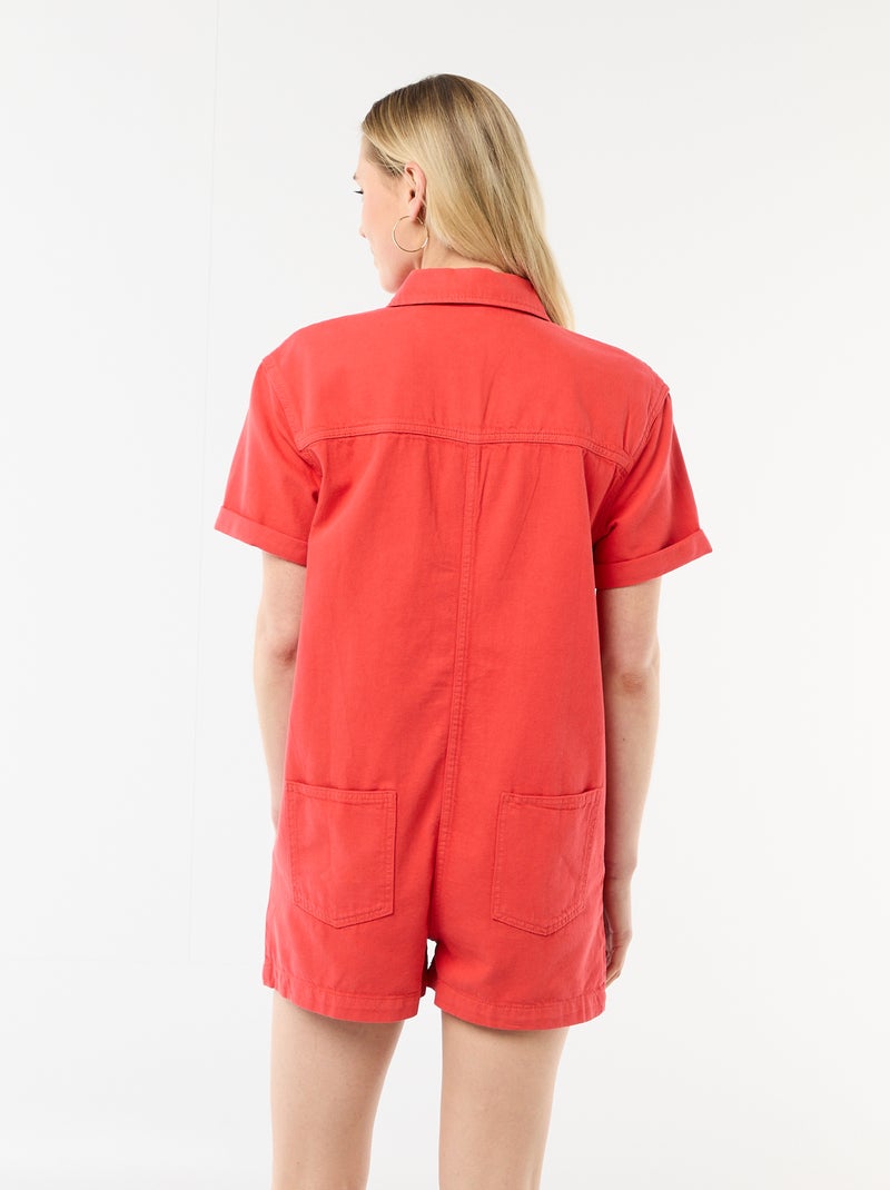 Combinaison en jean courte Rouge - Kiabi