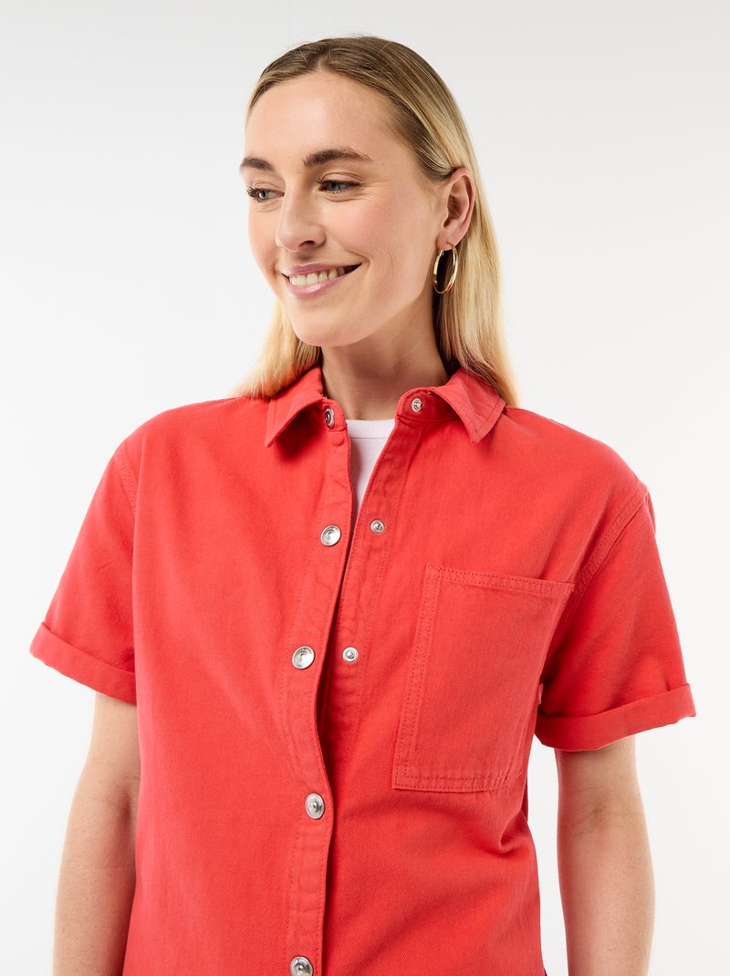 Combinaison en jean courte Rouge - Kiabi