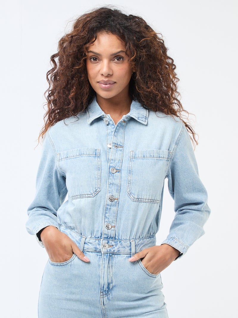 Combinaison en jean manches longues Bleu - Kiabi