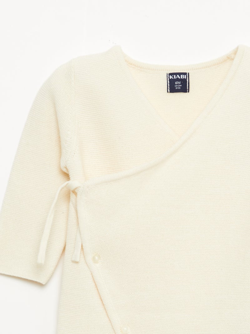 Combinaison en tricot avec ouverture cache-cœur Blanc - Kiabi