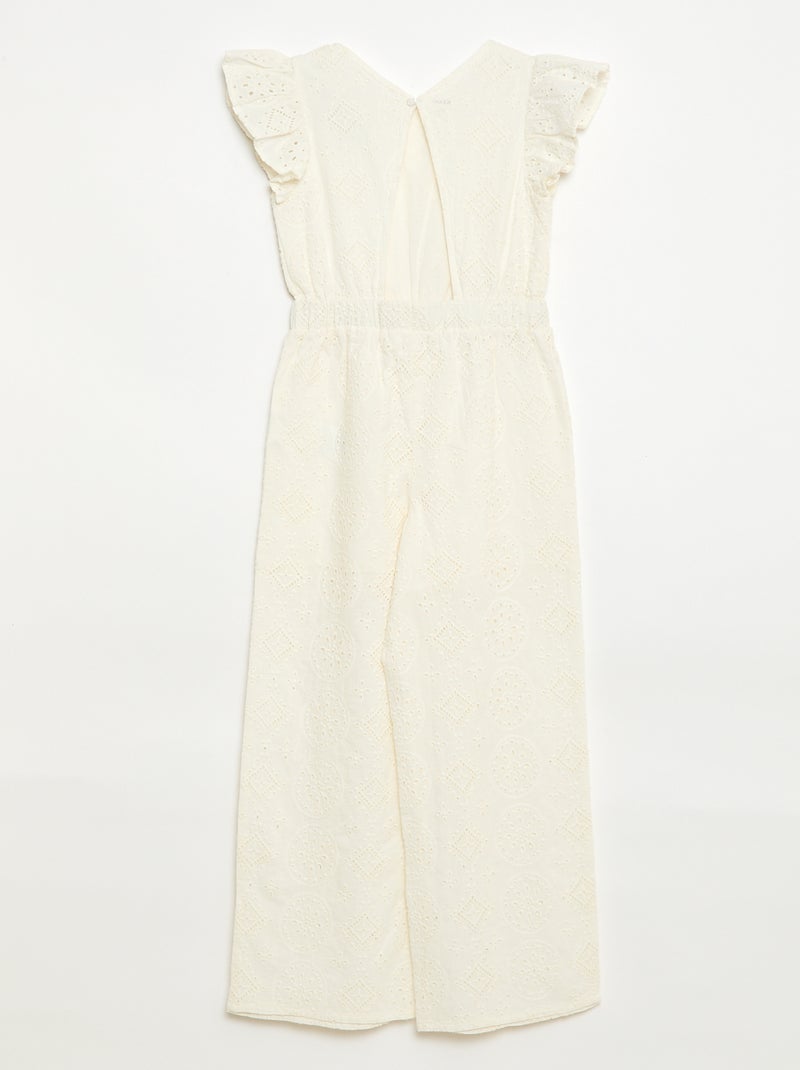 Combinaison large en broderie anglaise volantée coton Blanc - Kiabi