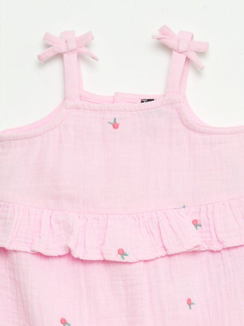 Combinaison longue à bretelles en popeline de coton - Kiabi