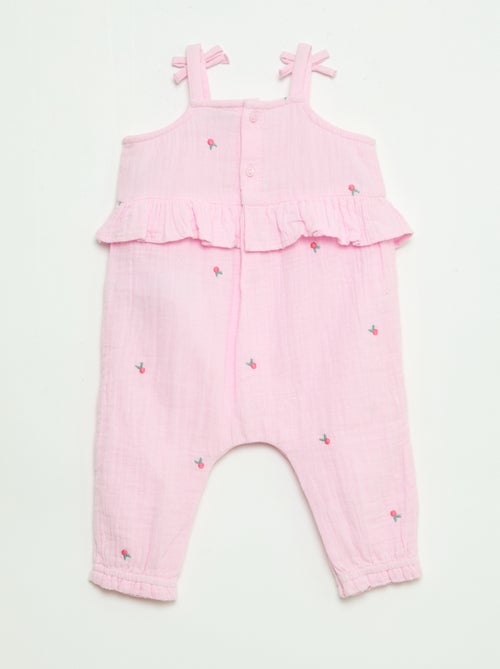 Combinaison longue à bretelles en popeline de coton - Kiabi